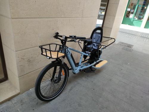 The photos of electro tandem bike / family cargo e-bike