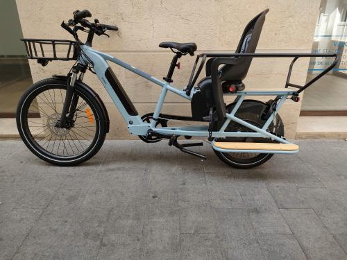 The photos of electro tandem bike / family cargo e-bike